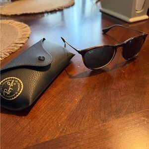 Ray-Ban Tortoiseshell Frame Sunglasses with Dark Lenses “Erika”